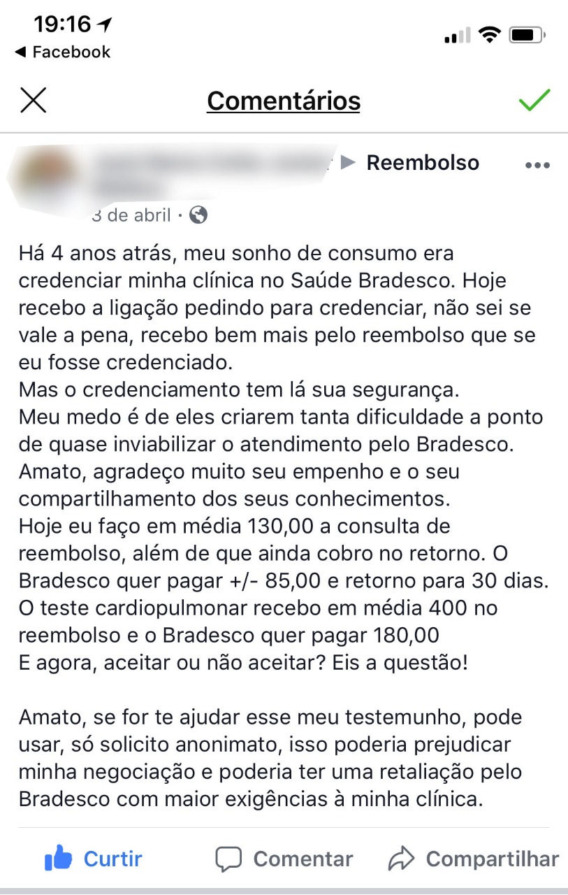 Avaliação positiva de aluno do curso de Reembolso Médico do Dr. Alexandre Amato