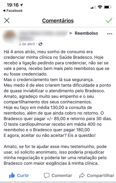 Médico relata que passou a fazer o reembolso do Bradesco sem depender de credenciamento após o curso